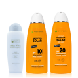 Pack Protección Solar Media con Aloe Vera. Leche Corporal Aloe Vera y Rosa Mosqueta, Protectores Solares SPF 10 y SPF 20