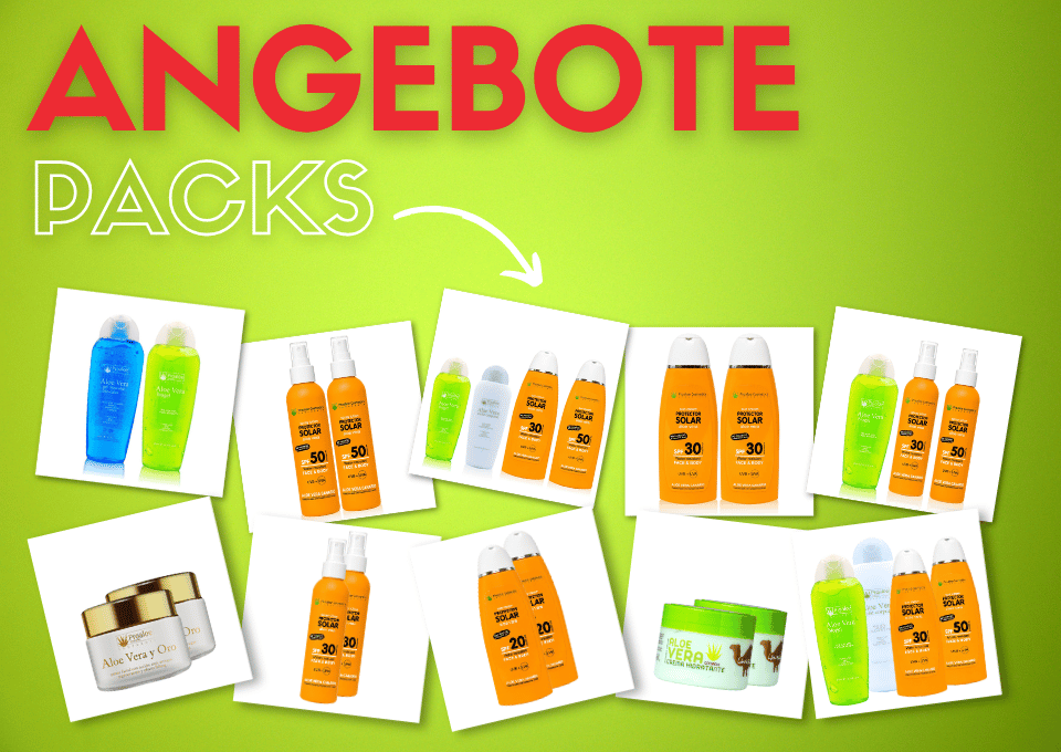 Angebote für Aloe-Vera-Packs von ProAloe Cosmetics. Sparen Sie bei Duo-Packs, Sonnenschutz-Packs und Körperpflege-Packs mit natürlicher Aloe Vera.